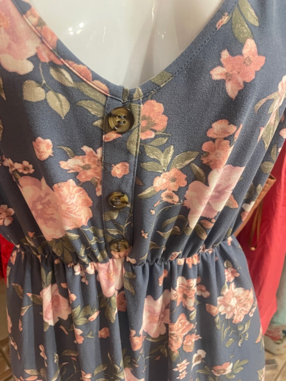 Blue Floral Button-Front Casual Dress - Picture 2 of 2
